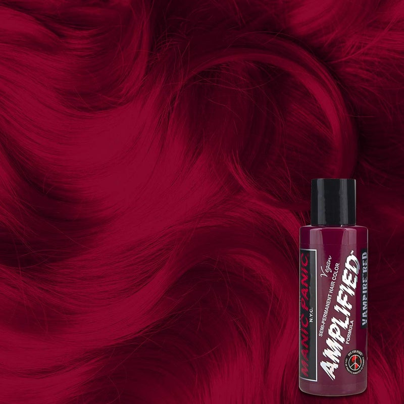 MANIC PANIC Vampire Red Amplified Semi-Permanent Hair Dye - Deep Blood Red Shade Can Give Burgundy Tones to Unbleached Hair - Works on Dark & Light Shades - Vegan, PPD & Ammonia Free (4oz) - Image 2
